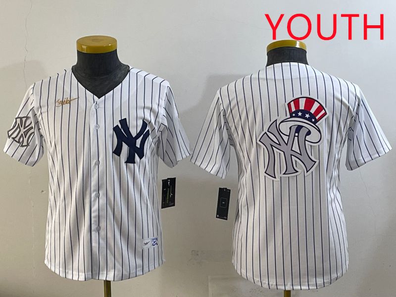 Youth 2025 New York Yankees Blank White Stripe Throwback Nike MLB Jersey style 12